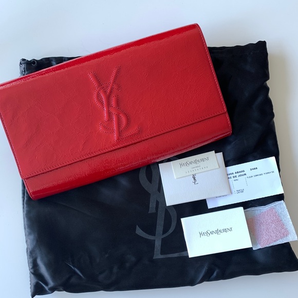 Yves Saint Laurent Belle De Jour Red Patent Calfskin Clutch - Picture 1 of 10